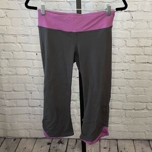 Athleta Grey and Purple Cropped Leggings